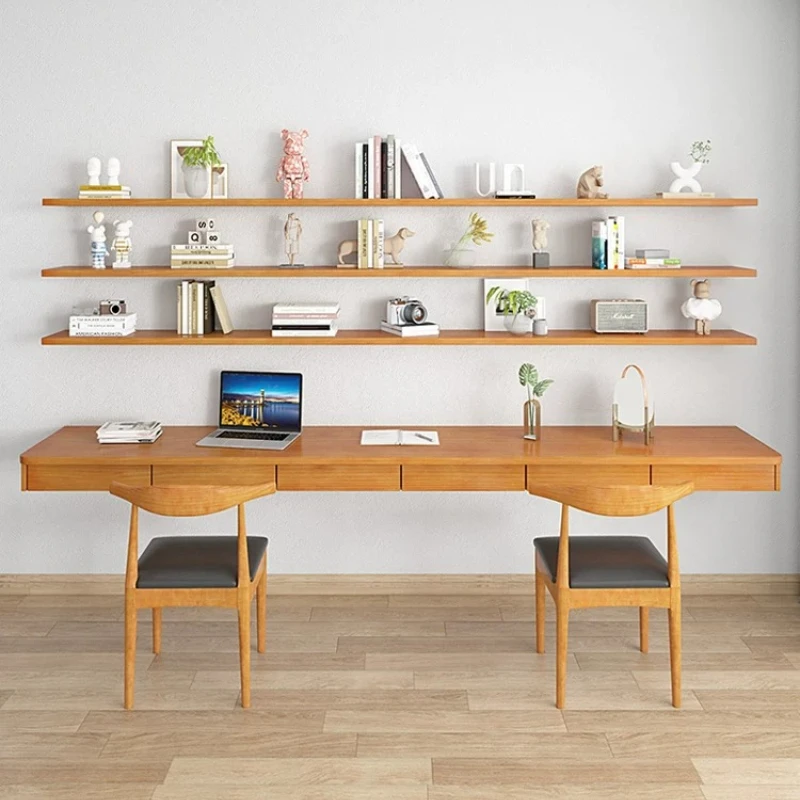 Japanese Style Solid Wood Floating Desk Nordic Creative Wall Mounted Long Office Computer Desk Study Furniture مكتب عائم FYFD