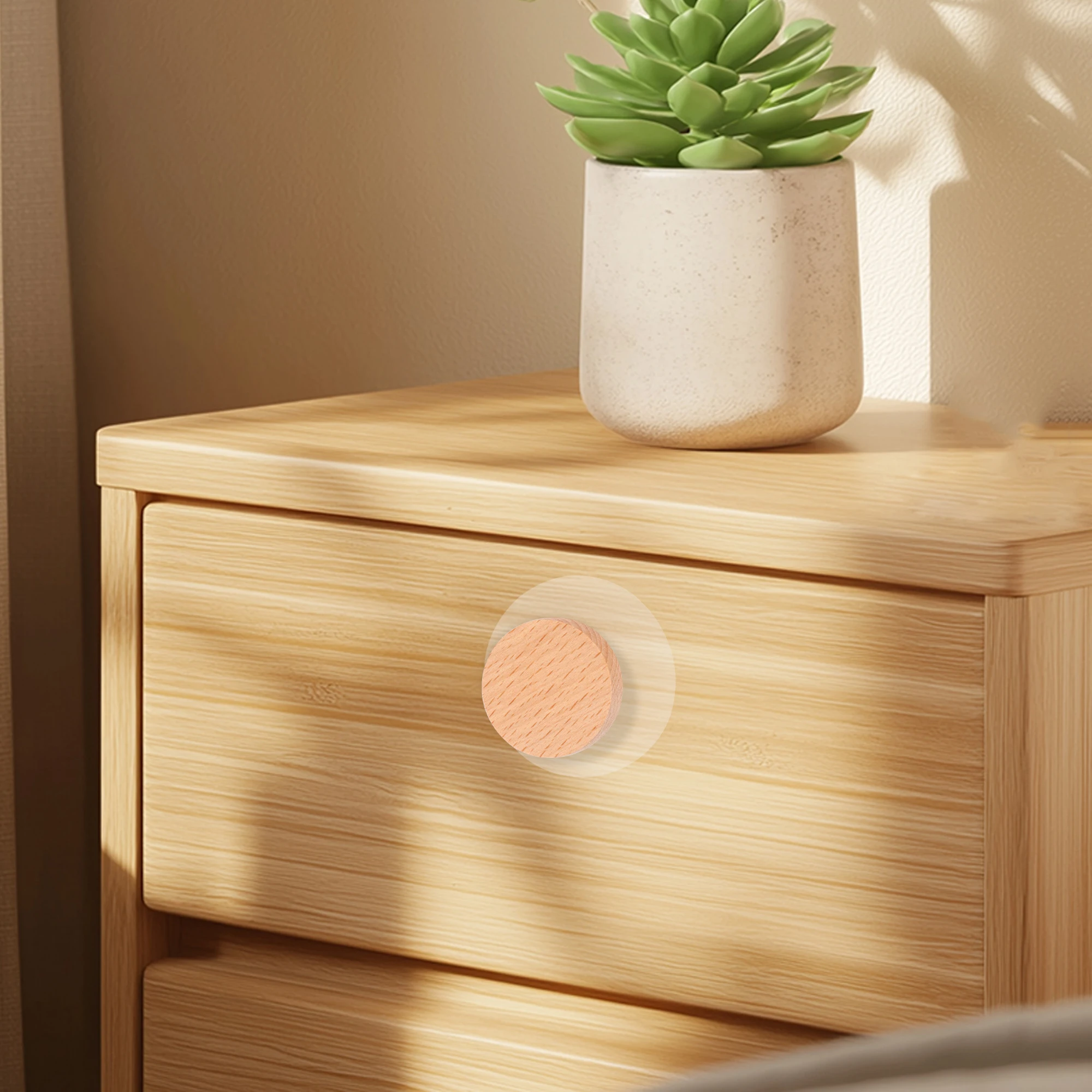 Easy Install Wooden Cabinet Knobs Wood cupboard Furniture Wardrobe Drawer Pulls Handles with Screws for Wardrobe Dresser Closet