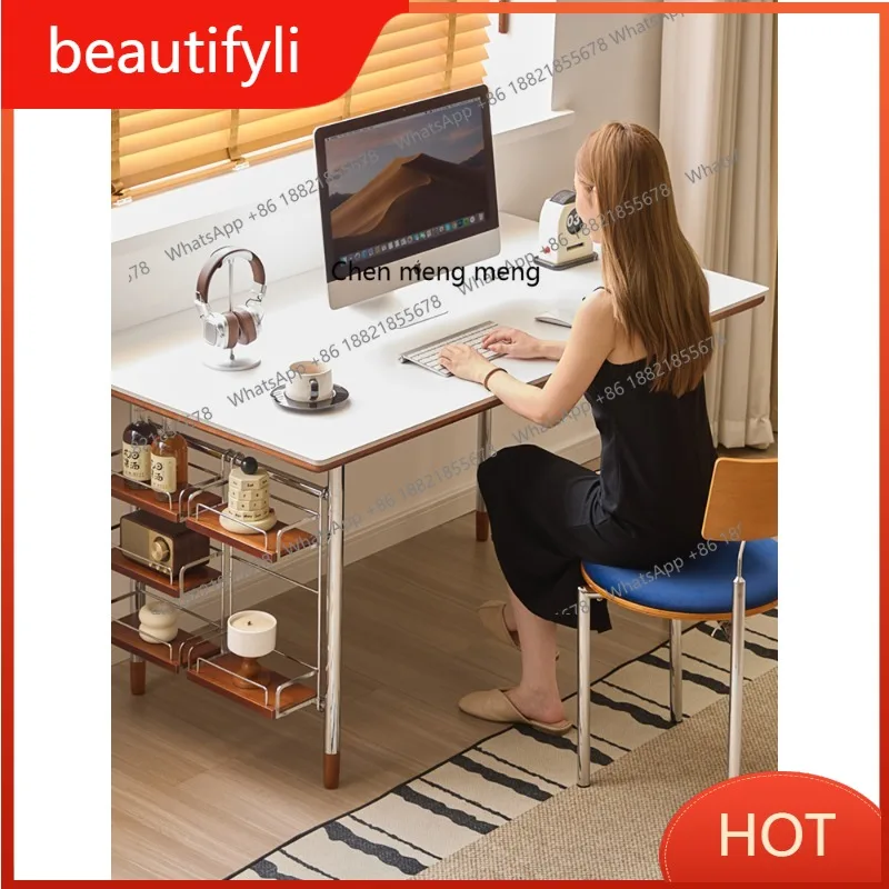 

A139 Medieval Bauhaus rock slab dining table solid wood household rectangular living room dining table and chair combination