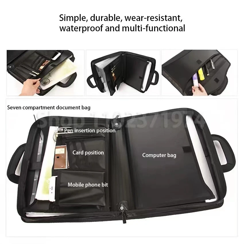 Saco suprimentos documento arquivo multiuso lona multi-camada material organizador pasta portátil acessórios bolsa à prova dwaterproof água