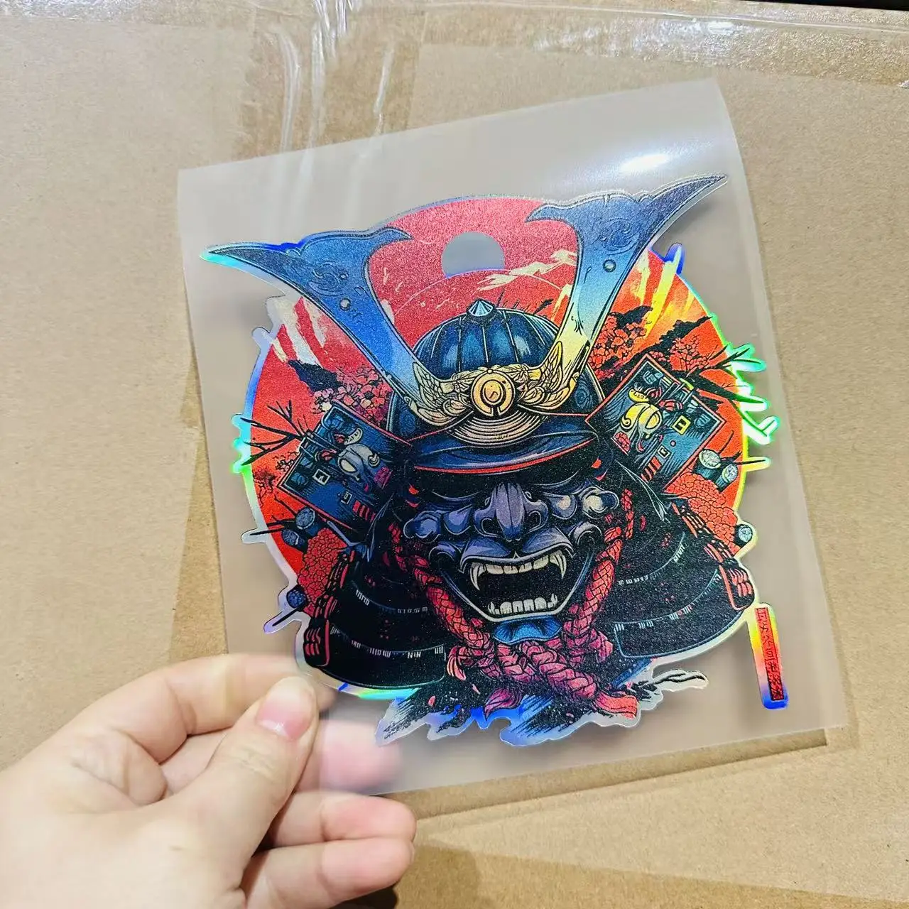 2D Car Stickers, One Laser Reflective Japanese Art Vector Samurai Car Sticker, Motorcycle Stickers,