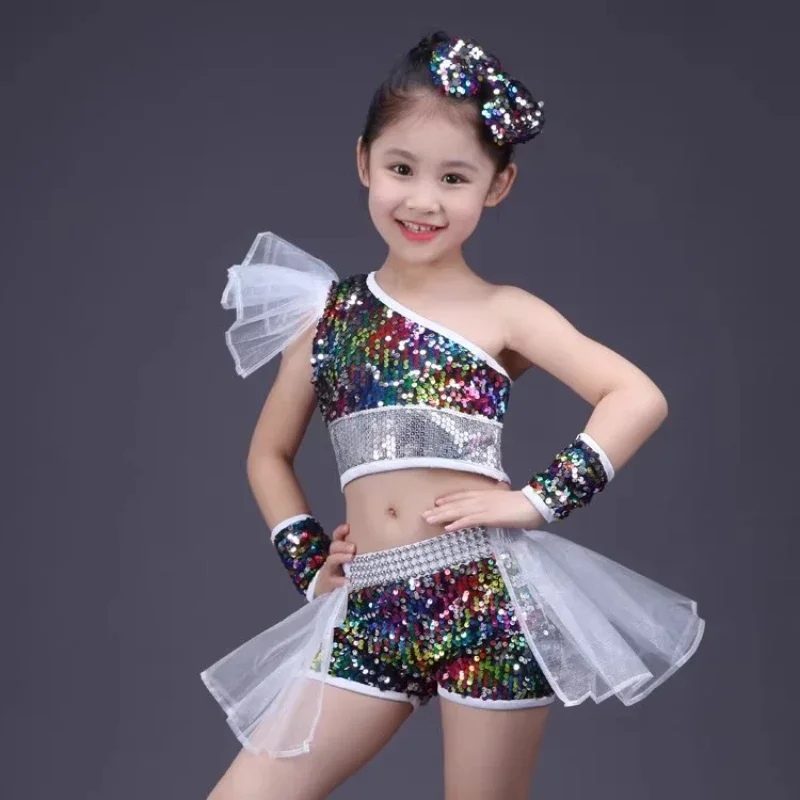 Boys Girls Dance costumes Girls Jazz Dance hip-hop performance costumes Modern dance pompadour dress costumes Children