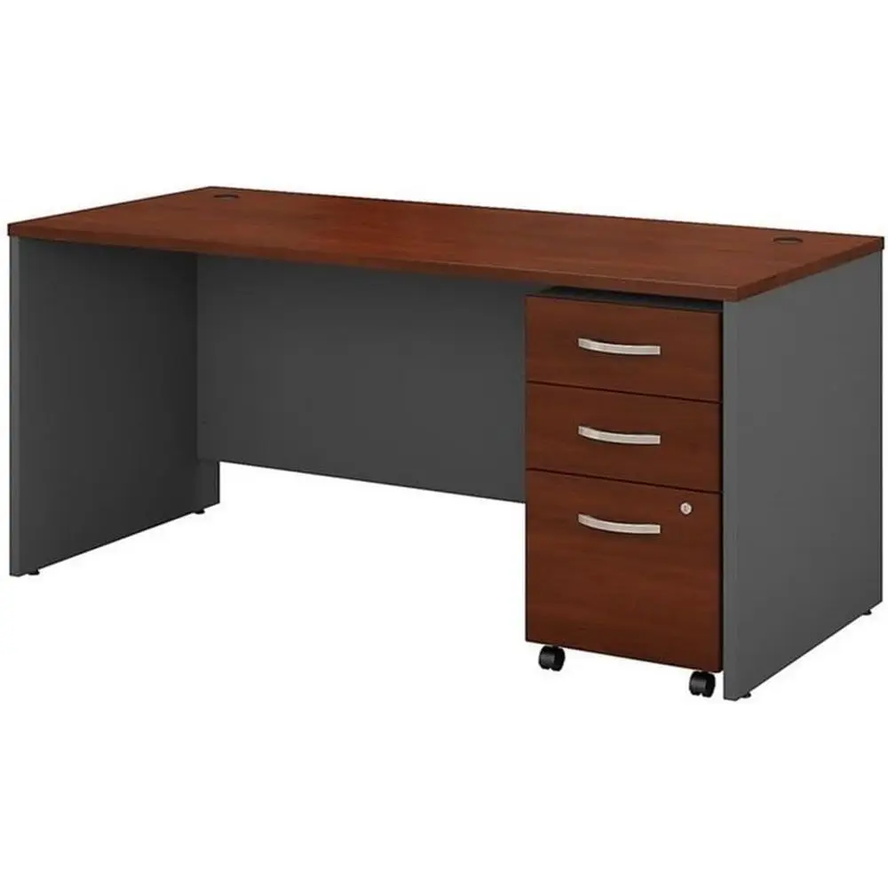 

Офисный стол серии C 66W x 30D с мобильным шкафом для документов, отделка Hansen Cherry