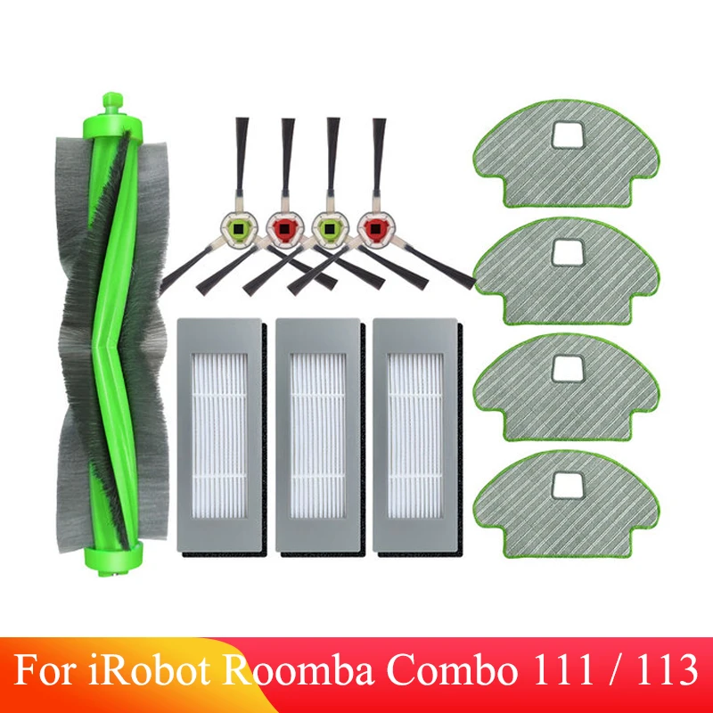 Para iRobot Roomba Combo 111 / 113 R 113840   Cepillo Lateral principal, filtro Hepa, paños de fregona, pieza de repuesto, accesorio para aspiradoras Robot