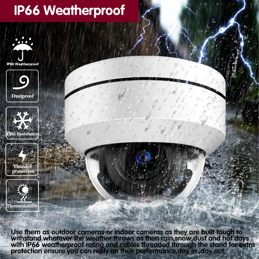 10X Zoom 5MP PTZ POE Dome Camera System Set 4K 8CH NVR Kit Outdoor Waterproof CCTV IP Camera Video Surveillance System Kit XMEYE