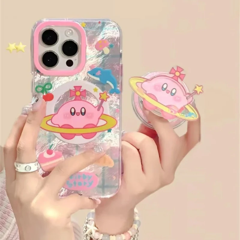 

Kawaii аниме Crayon Kirby Магнитный держатель Magsafe Чехол для телефона для iPhone 16 pro max 15 14 13 Pro Max Жесткий чехол с магнитным кронштейном