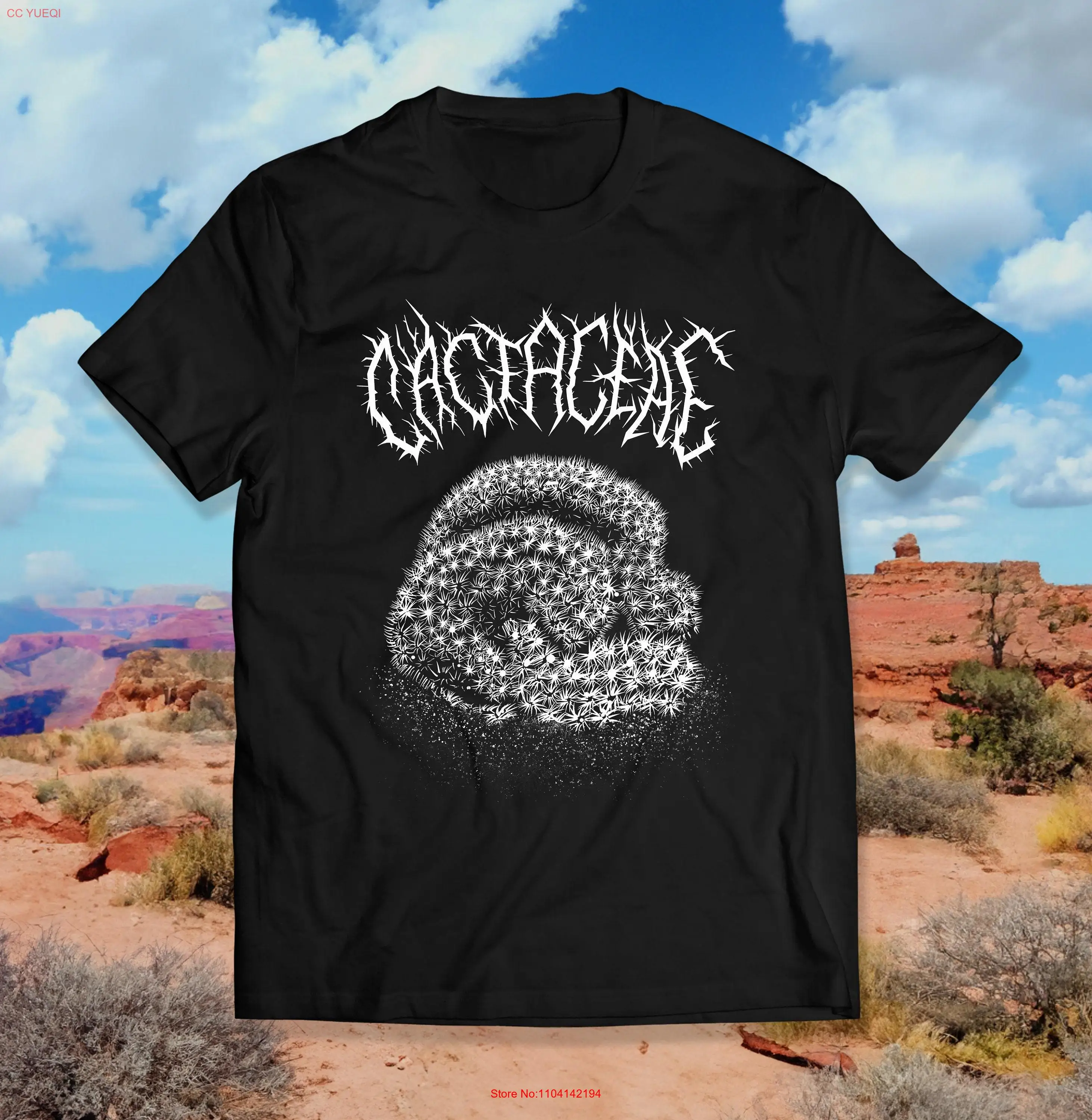 Cactus shirt black metal logo T deserT for punks and heads Cactaceae Mammillaria Elongata Cristata Brain