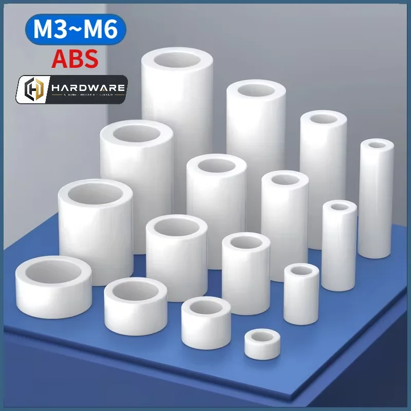 20~300pcs M3 M4 M5 M6 White Abs Nylon Plastic Non-threaded Spacer Round Hollow Standoff Washer Pcb Board Screw Bolt