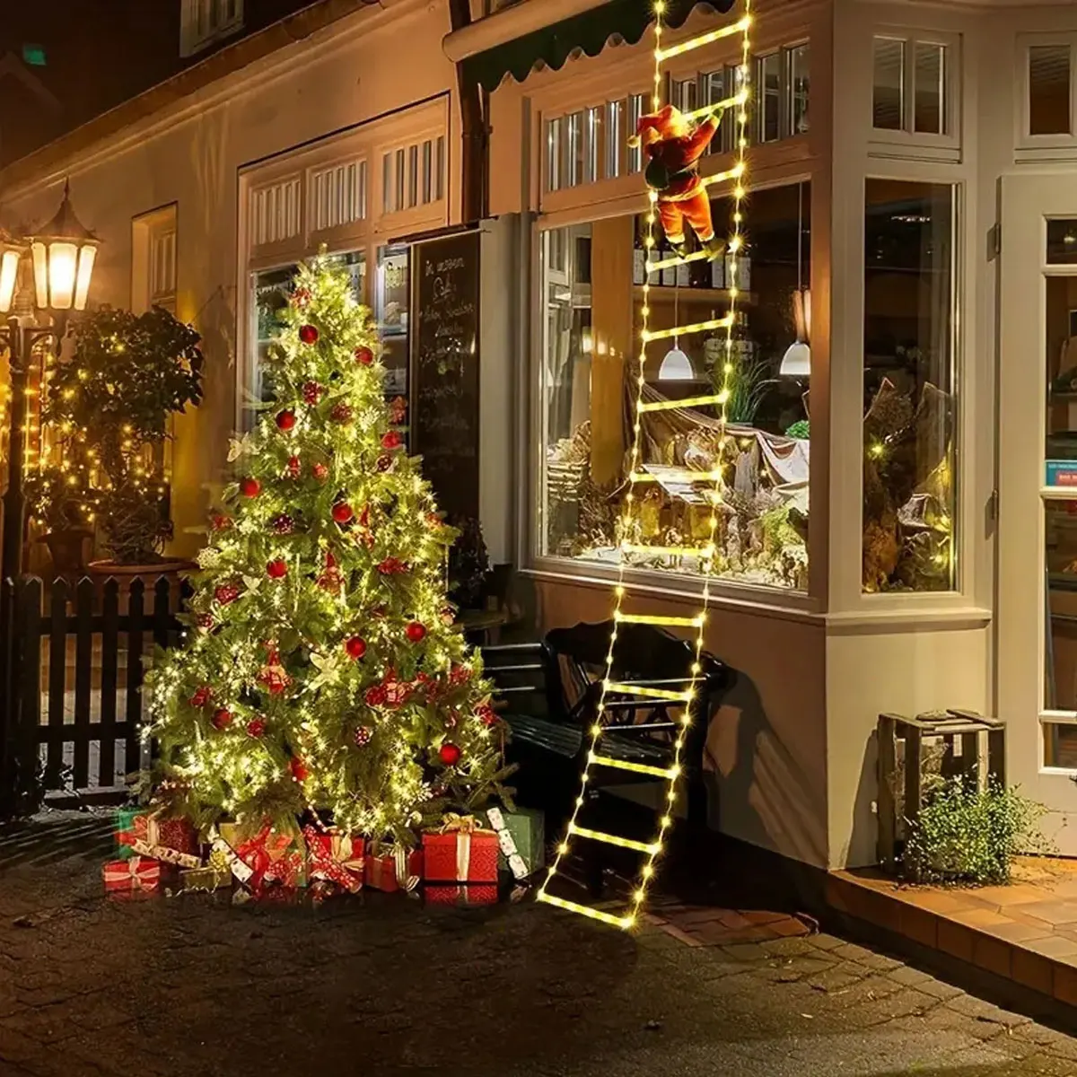LED 크리스마스 사다리 조명, 실내 및 실외 창, 벽 및 크리스마스 트리 장식에 적합