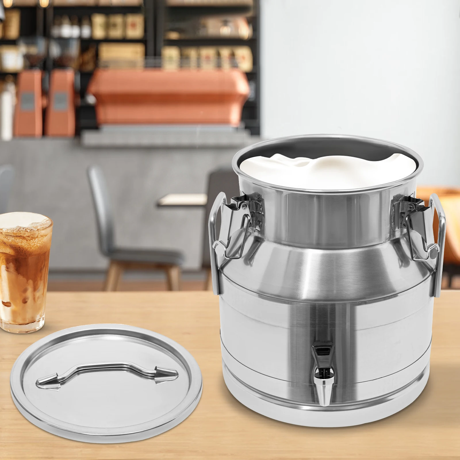 

201 Stainless Steel Milk Jug, Milk Can with A Faucet , Rust-resistant Sealed Bucket 20L/5.28Gal for Canteen, Restaurant, Home