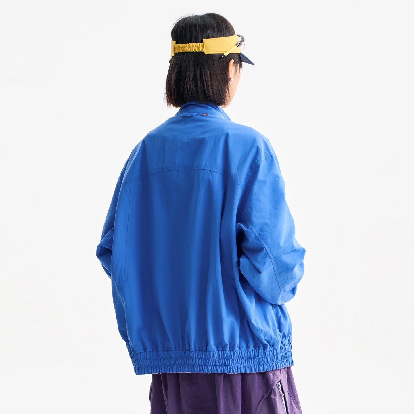 Color Contrast Reversible Stand Collar Jacket Unisex Water Repellent UV Quick Dry Loose Wind Coat For Hiking City Walk
