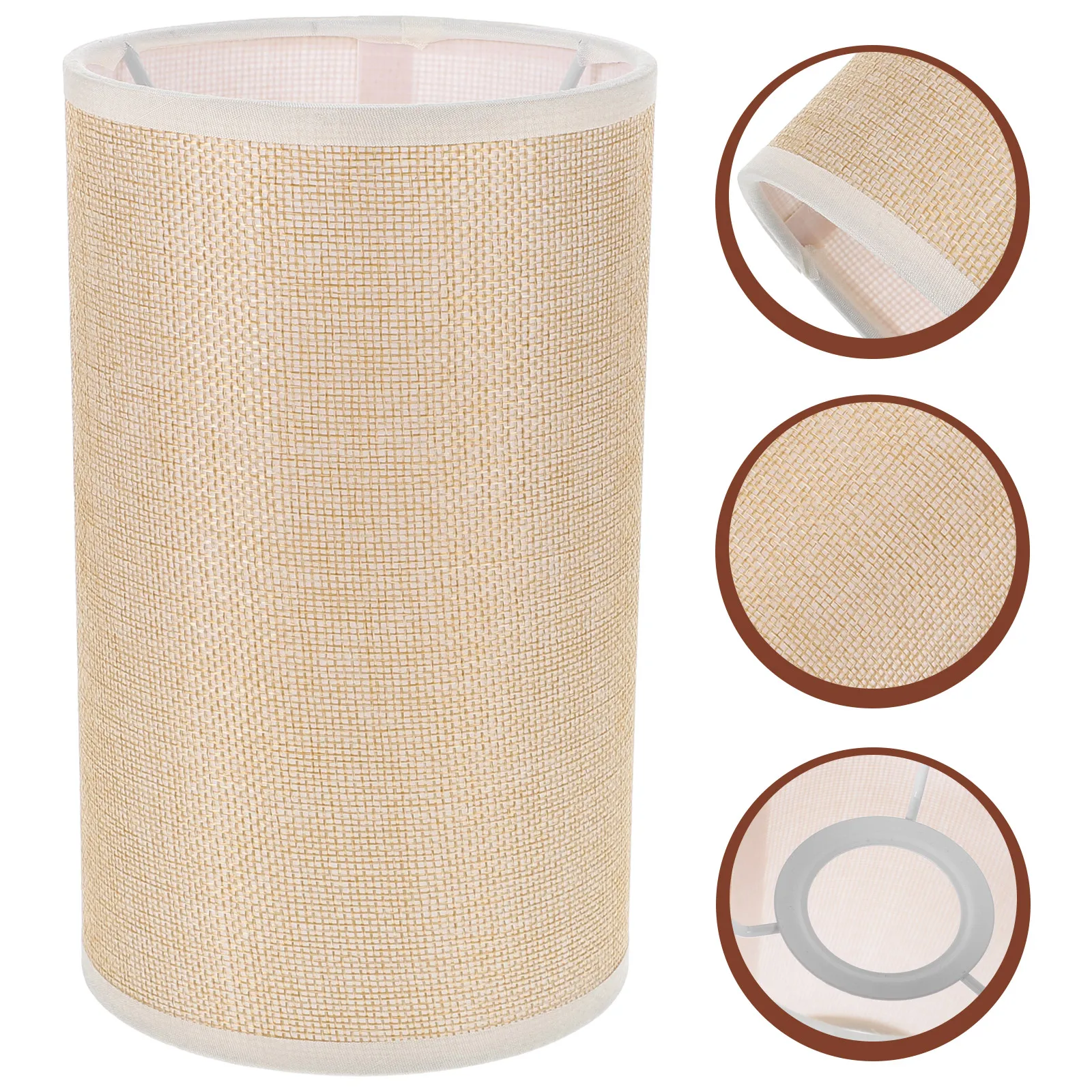 

Elegant Cloth Drum Lampshade Replacement Universal Fabric Light Cover For Table Floor Wall Lamp Beige Cylinder Shade Decorative