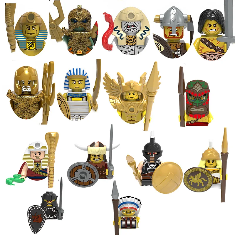 Medieval Military War Soldier Doll Building Block Spartan Soldier Crusader Roman Knight Weapon Sword Helmet Children's Toy Gifts