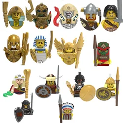 Boneca soldado de guerra militar medieval, bloco de construção, soldado espartano, cruzado, cavaleiro romano, arma, espada, capacete, brinquedo infantil, presentes