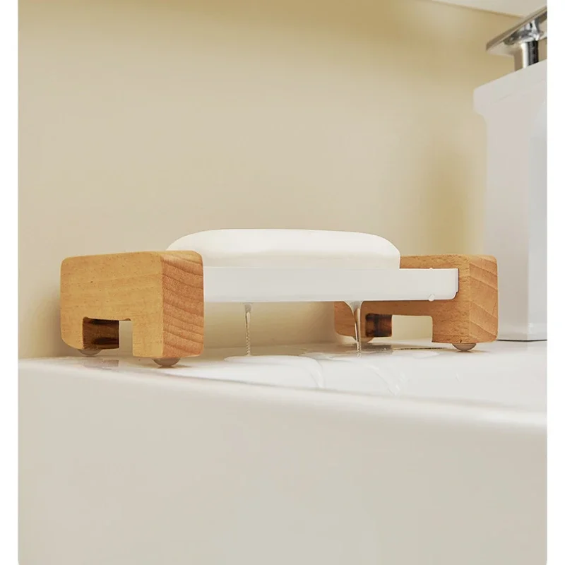 Bathroom Beech wood soap box toilet soap case no punching required soap holder organizer storage  bathroom accessories