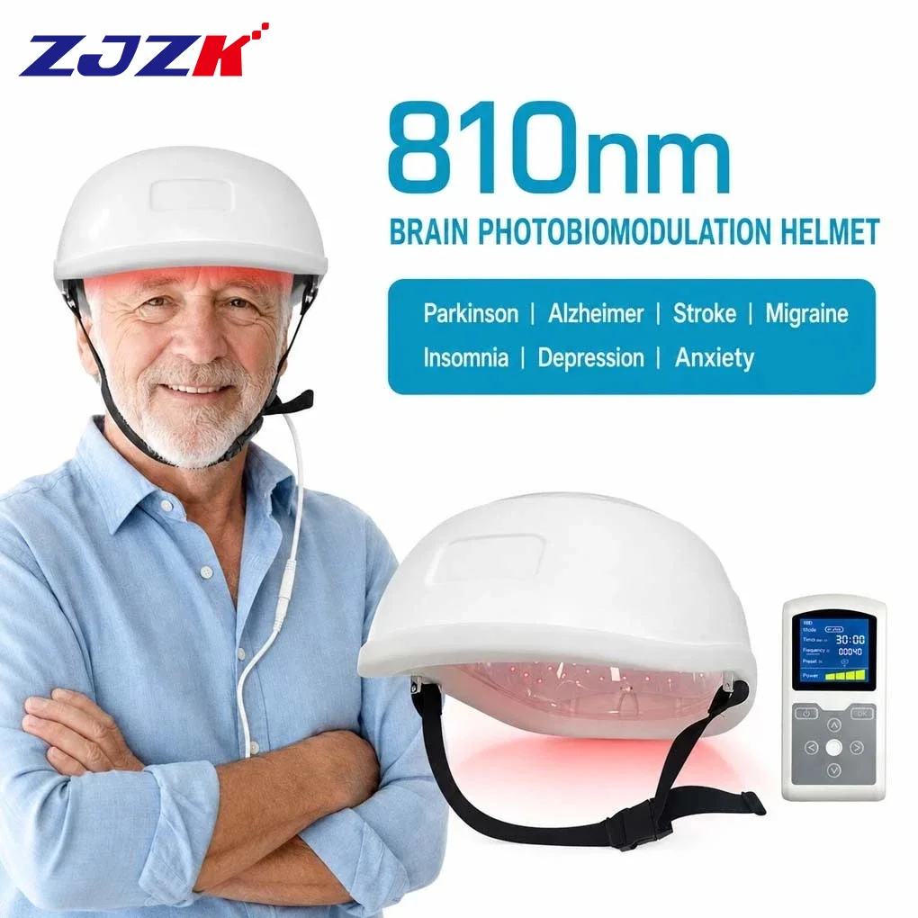 Portable 810nm PBM Brain Helmet 15W Near Infrared Light Neurorehabilitation Equipment for Stroke Recovery TBI Cognitive Wellness