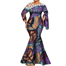 Robe maxi en coton imprimé africain pour femmes, manches longues, Dashiki, Bazin, Johanna, vêtements africains pour femmes, soirée formelle, tout ce qui est WY9872