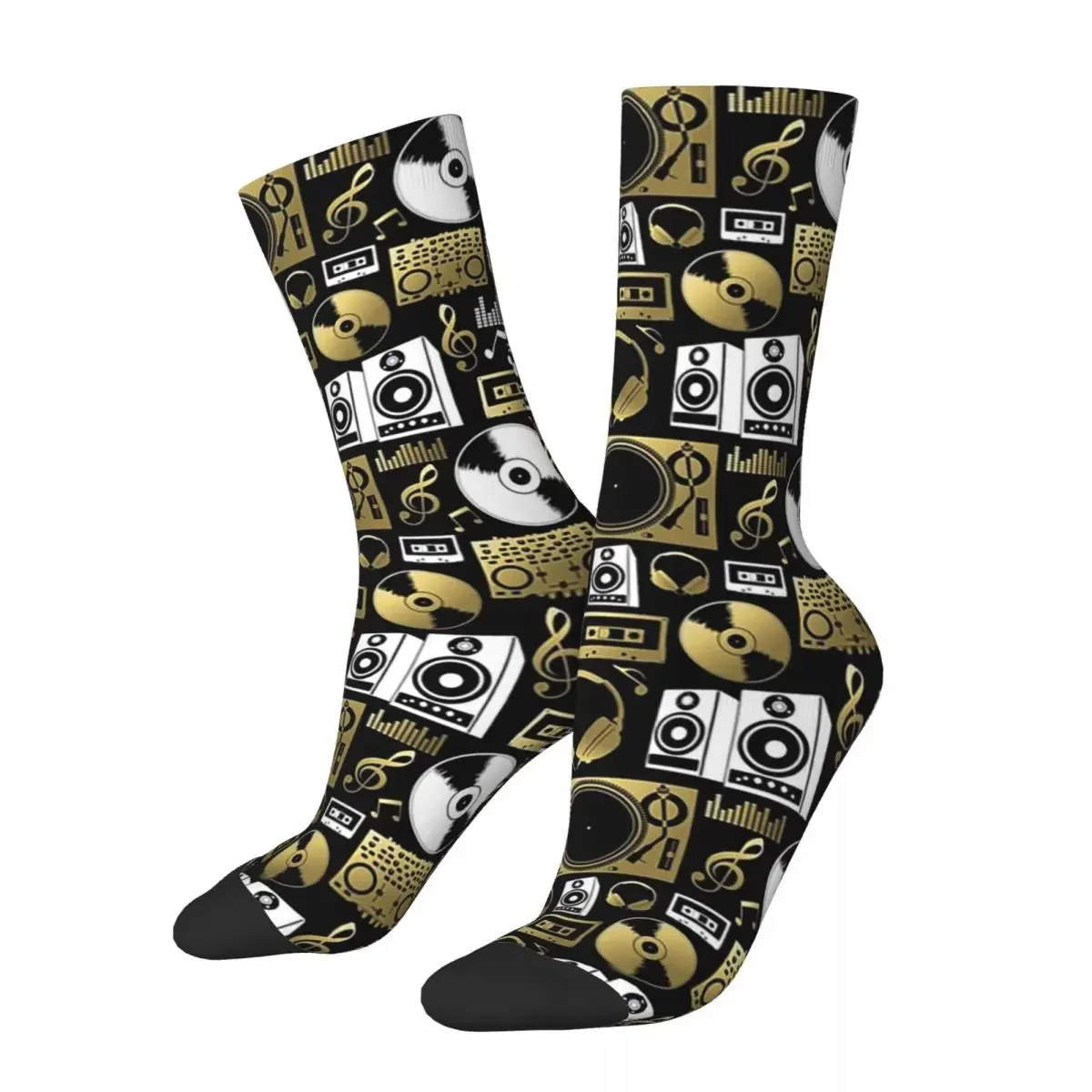 Discjockey Pattern DJ Music Vinyl Turntables Socks Sweat Absorbing Stockings All Season Long Socks Man Woman Birthday Present