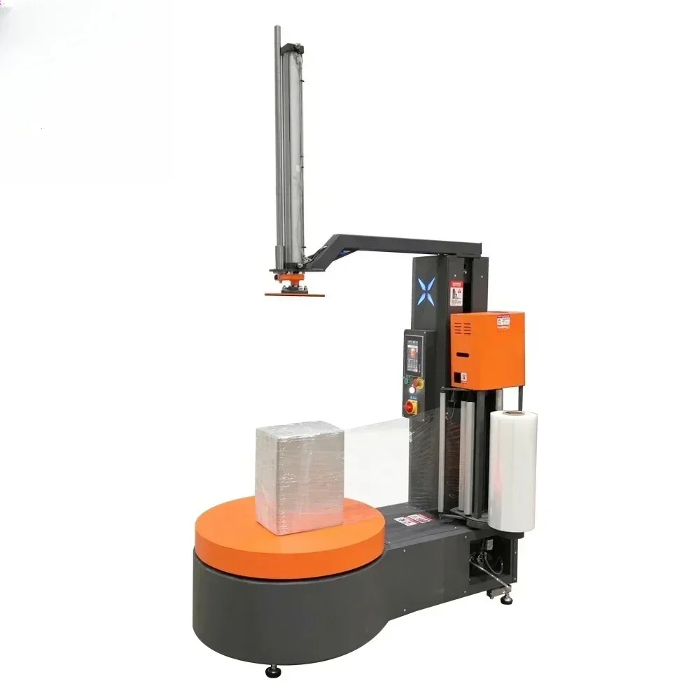Airport box wrapping machine with top pressure pneumatic compression rod luggage wrapping machine