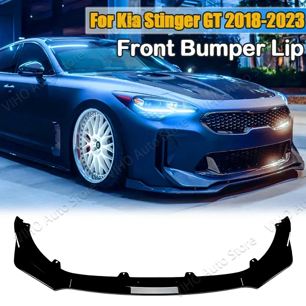 

For Kia Stinger GT 2018-2023 Auto Car Front Bumper Splitter Lip Spoiler Diffuser Guard Body Kit Cover Tuning ABS Black Carbon