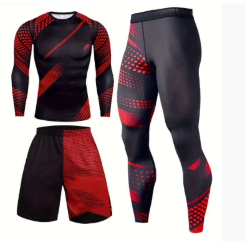 مجموعة الملابس الداخلية للرجال، ملابس رياضية للجري والتدريب، طبقة أساسية مضغوطة، بدلة الركض للرجال، بدلة MMA للصالة الرياضية