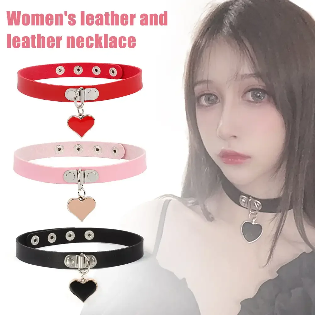 Leather Heart Adjustable Collar Bondage for Women Roleplay Slave Restraints Adult Product Gift