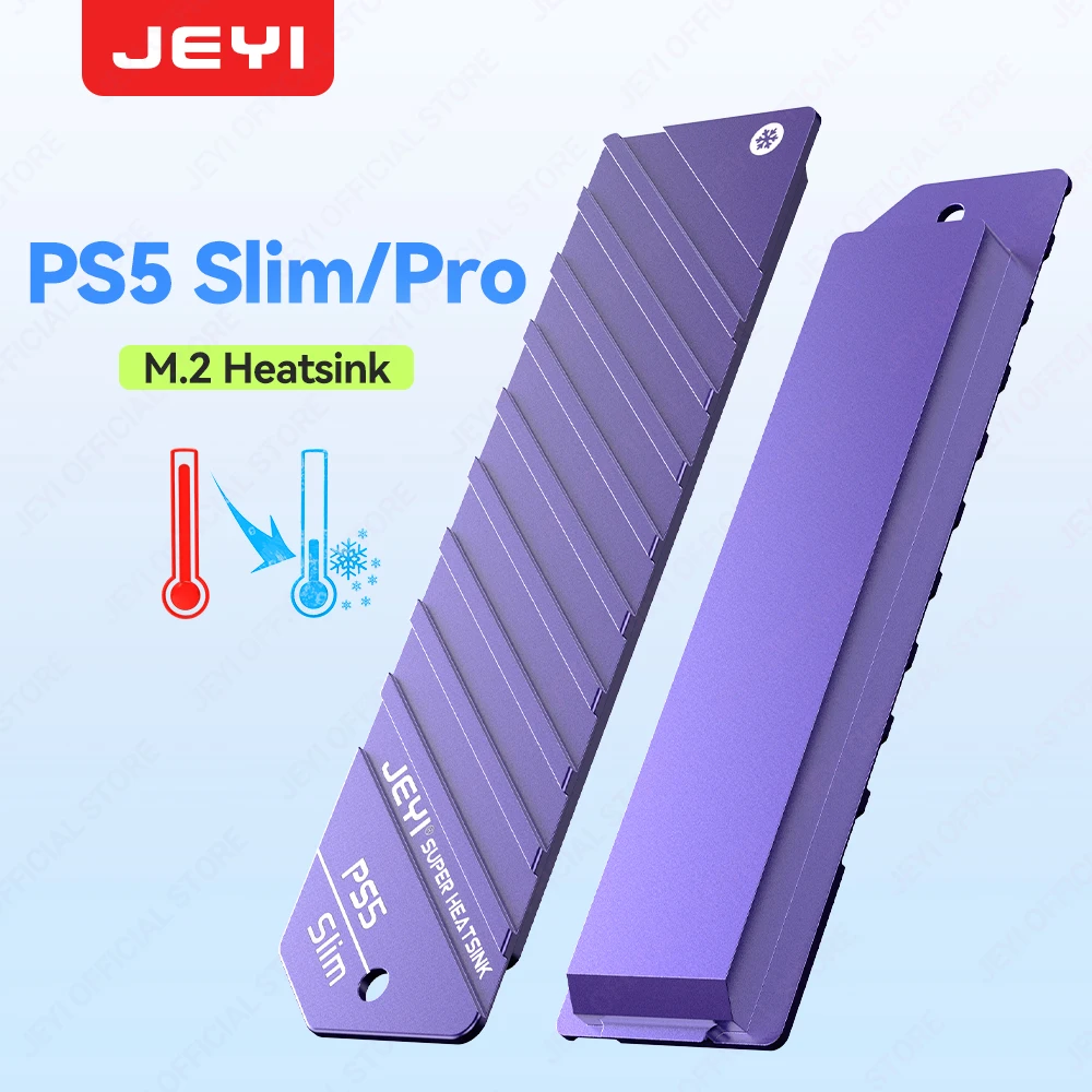 

JEYI PS5 Slim/Pro SSD Heatsink, M.2 SSD Cooler Cover 2 in 1 for PlayStation 5 Slim/Pro NVMe Expansion Slot, Cooling,Dust Proof.