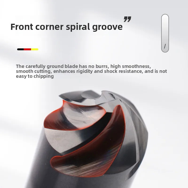 R L Tungsten Steel Spiral Chamfer Cutter, 4-Flute, 90-Degree for Steel, 60-Degree Solid for Aluminum, Cemented Carbide