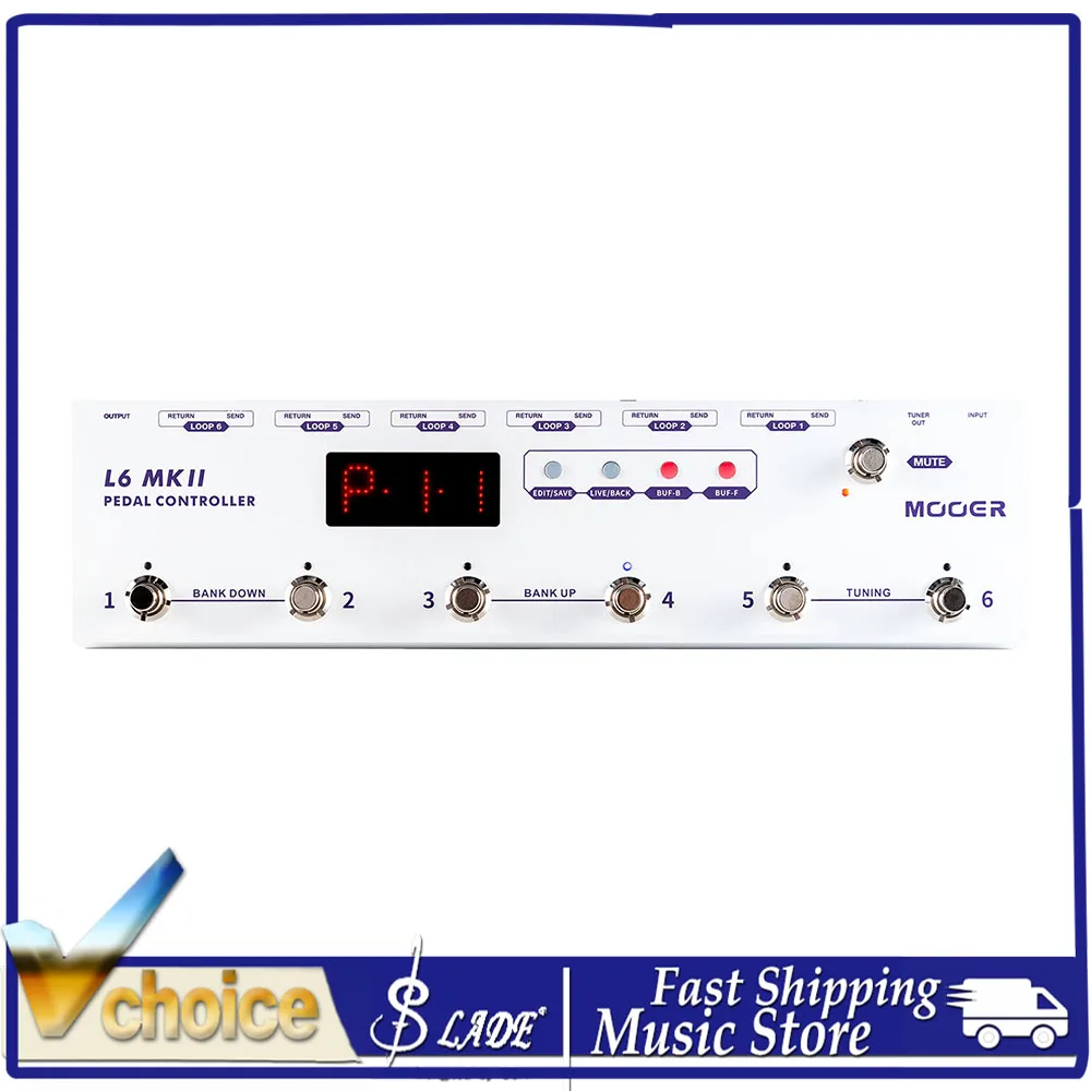 MOOER MKII Guitar Pedal Controller Programmable Loopswitcher with 6 Loops L6 PL6 PCL6 With Connector Ideal for Guitar Bass