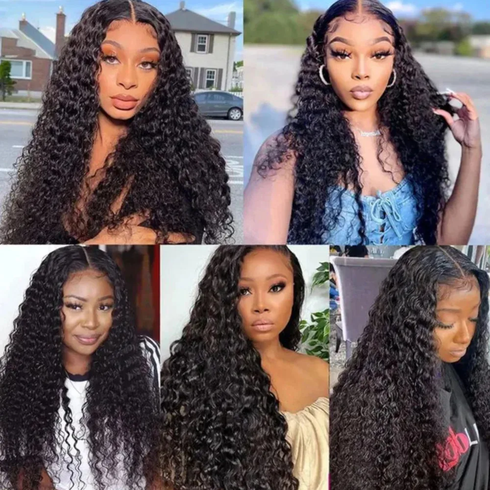 Curly Human Hair Bundles With Closure Lace 13x4 Frontal 100% Unprocessed Human Hair Extensions 30 Inches Natural Black Color #1B