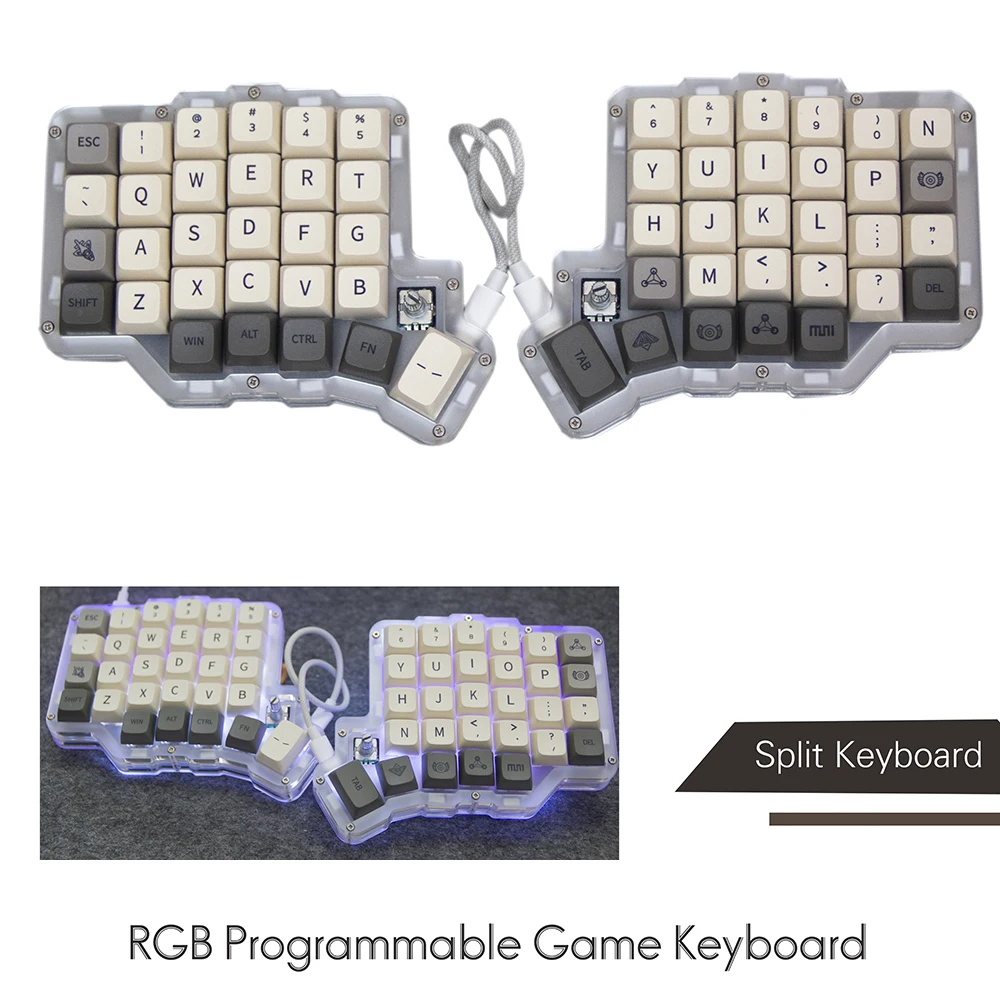 

LT58 Macropad Split Keyboard with Knob DIY RGB Backlit VIA VIAL Keypad 58Key Hot swappable One-handed Keyboard