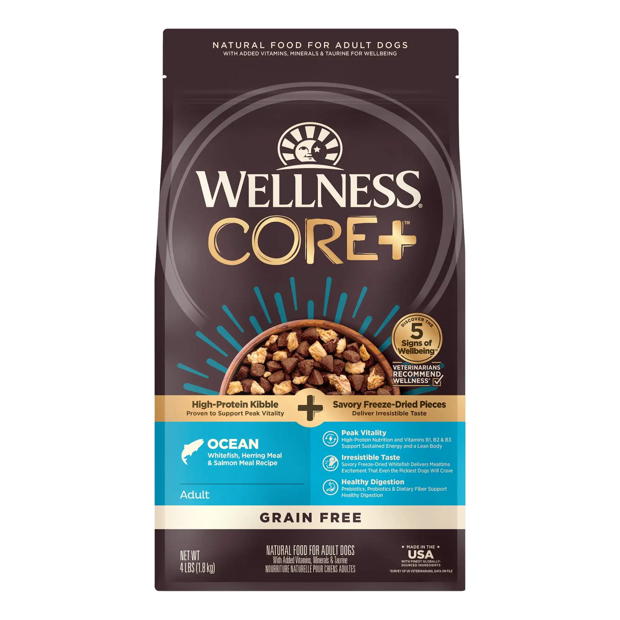 

Wellness CORE+ Grain Free Ocean Whitefish, Herring Meal & Salmon Meal Recipe, 4 Pound Bag