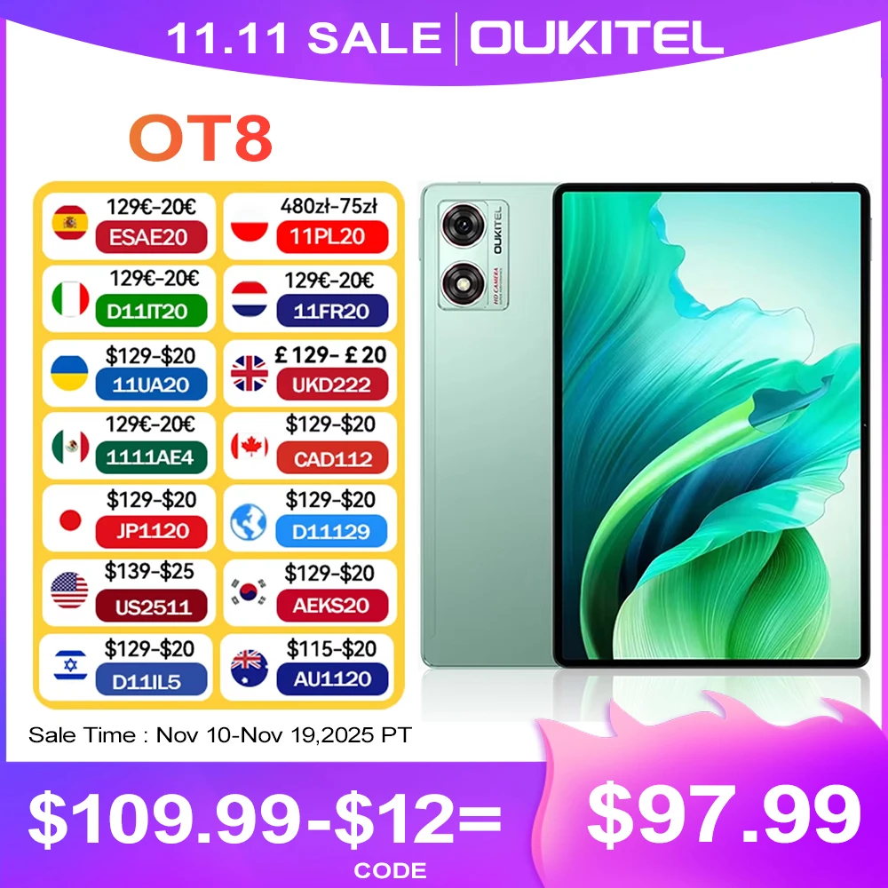 Oukitel OT8 Smartphone Tablet 111-lnch Immersive 2k Display 30GB(6 + 24)RAM + 256BG ROM 8800mAh GPS Dual SIM 4G Tablets Android