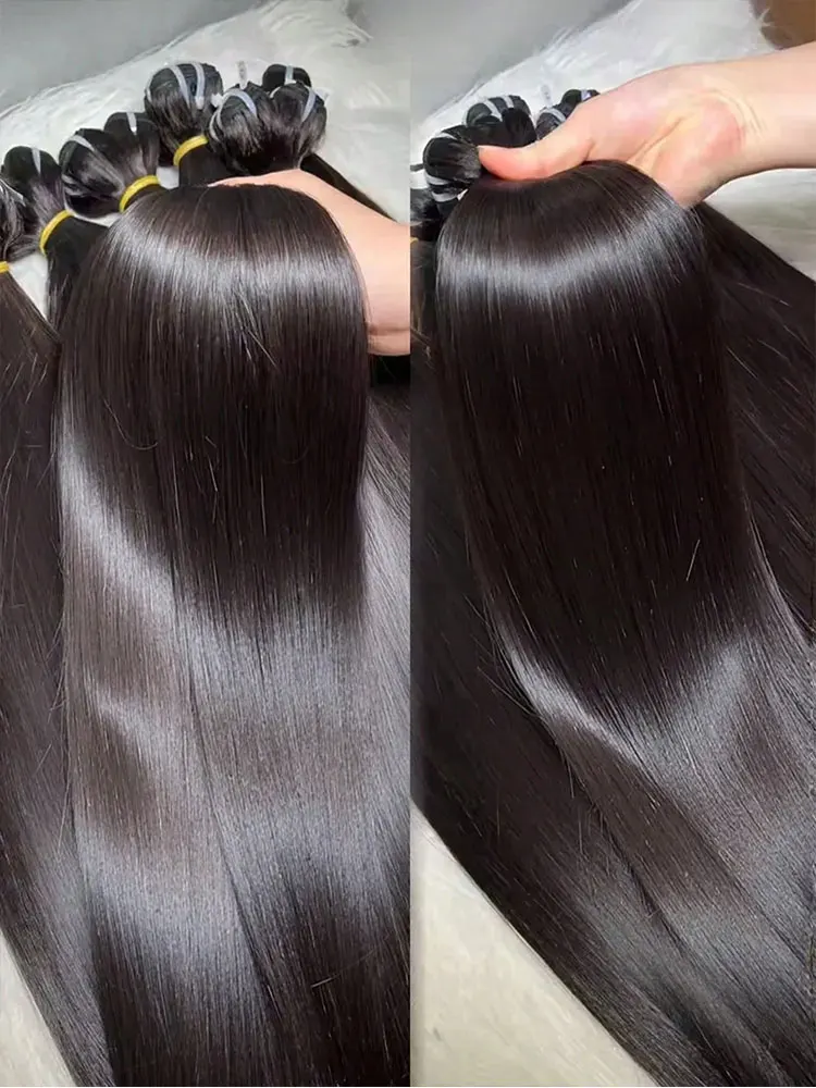 Brazilian Straight Bundles Human Hair 100% Straight Human Hair Quick Weave Hair Combo pack Hair Extensions Natural Color