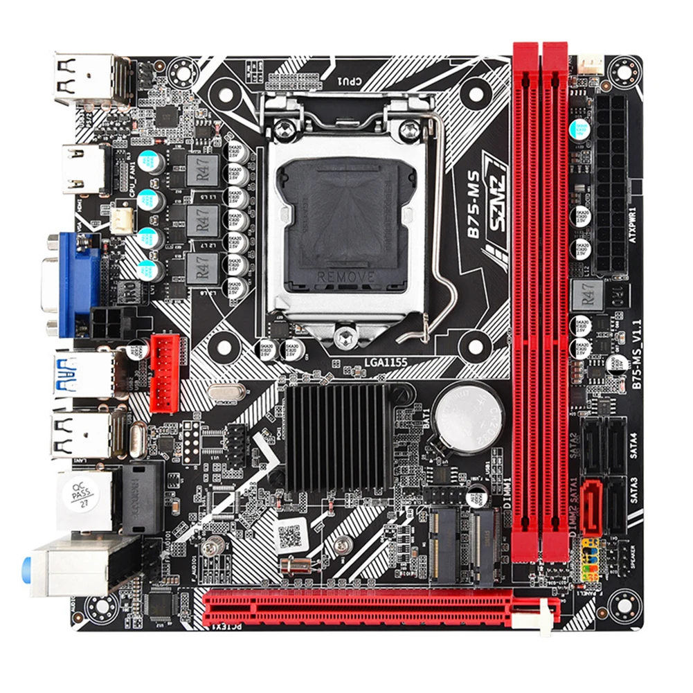 24Pin LGA 1155 Motherboard WIFI Support Desktop Computer Mainboard Supports 2 Memory Slots Mainboard with PCIe 16x for PC Gaming