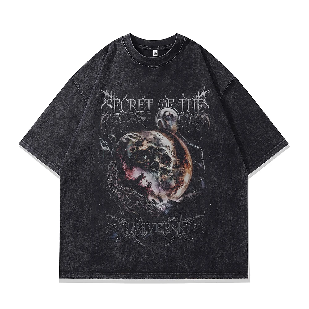 

Berserk Goth Men‘s Oversized T-shirt Skulls Graphic T Shirt Punk Y2k Short Sleeve Tee Harajuku Vintage Washed Cotton Women Tops