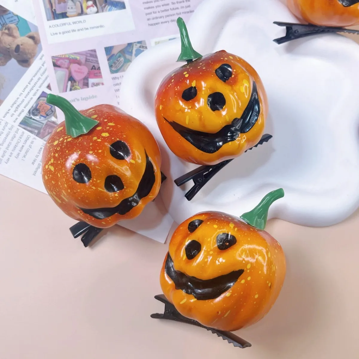 Halloween Hair Clip Simulation Pumpkin Smiling Face Headwear Ghost Festival Hair Accessories Trick or Treat Happy Halloween Day