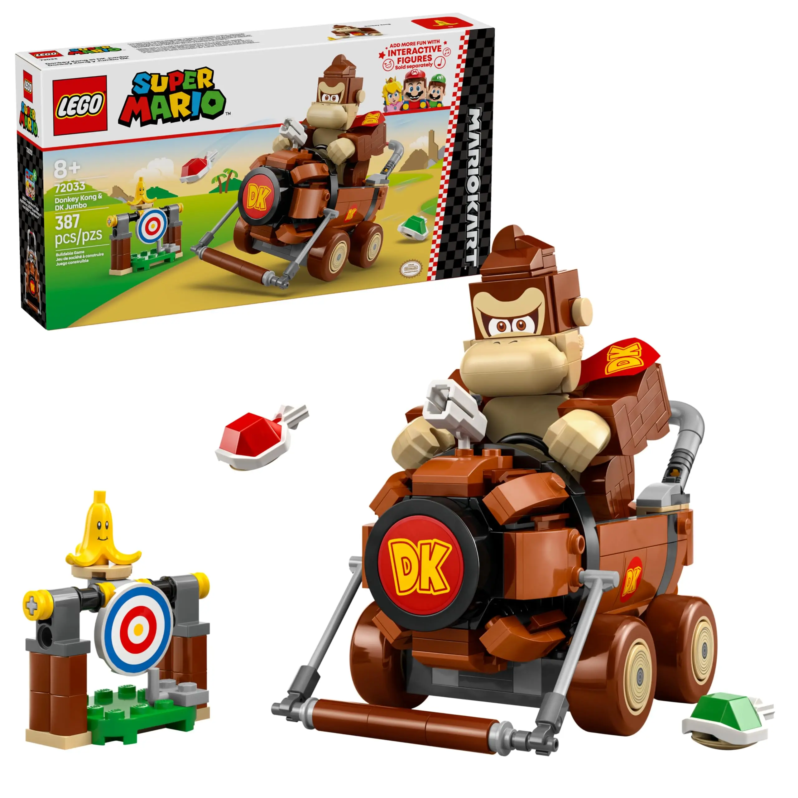 LEGO Super Mario: Mario Kart Donkey Kong y DK Jumbo Juego de construcción de juguetes coleccionables para niños y niñas mayores de 8 años 72033 387 piezas