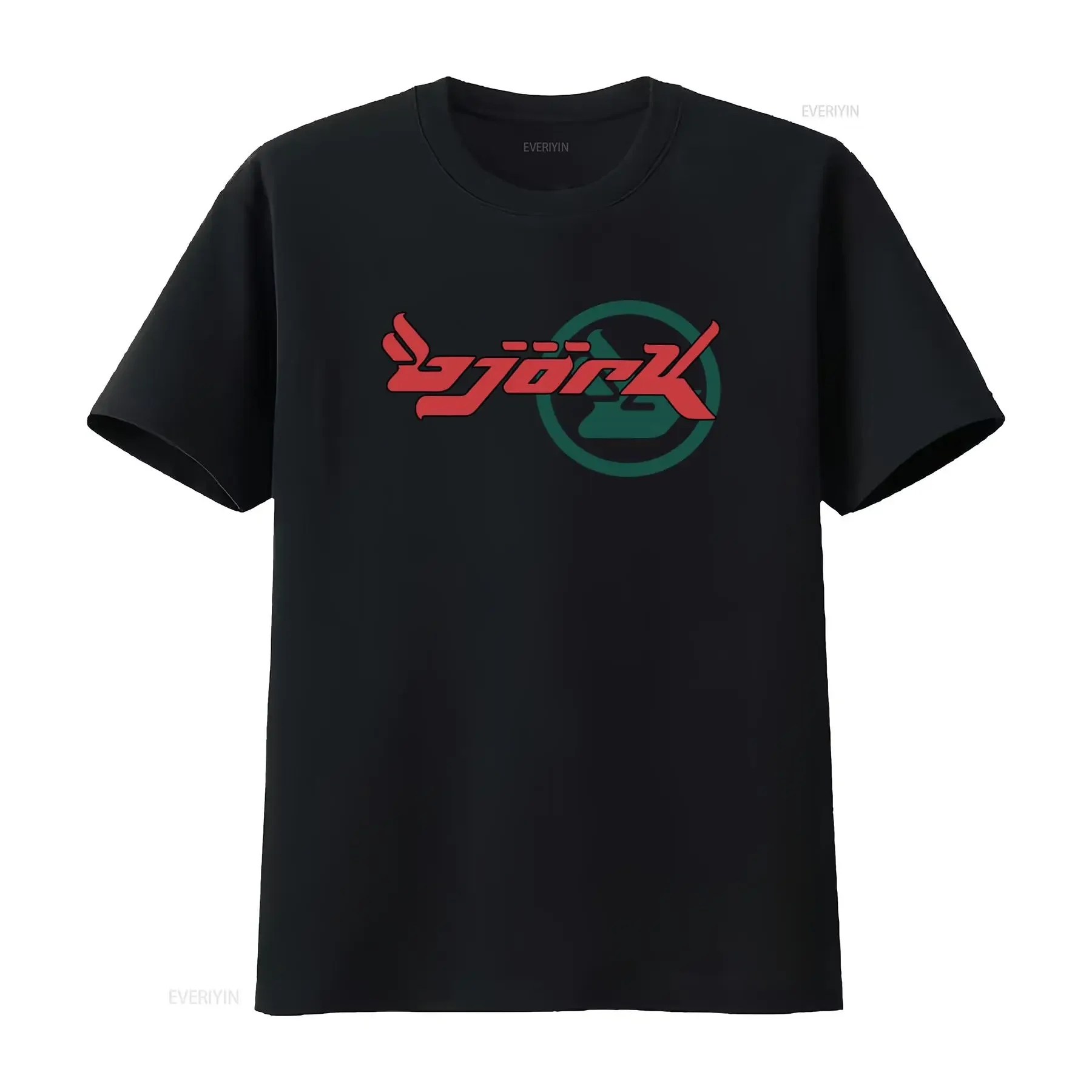 Bjork Homogenic Circle Logo T Shirt in Red and Dark Green Stylish Unique Print for Music Lovers vintage Washed Slightly