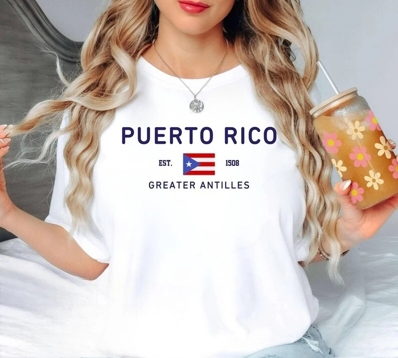 PUERTO RICO T-Shirt Greater Pride Travel Souvenir Heritage Letters Print High Quality Cotton Tops Tee Shirt Short Unisex Shirts