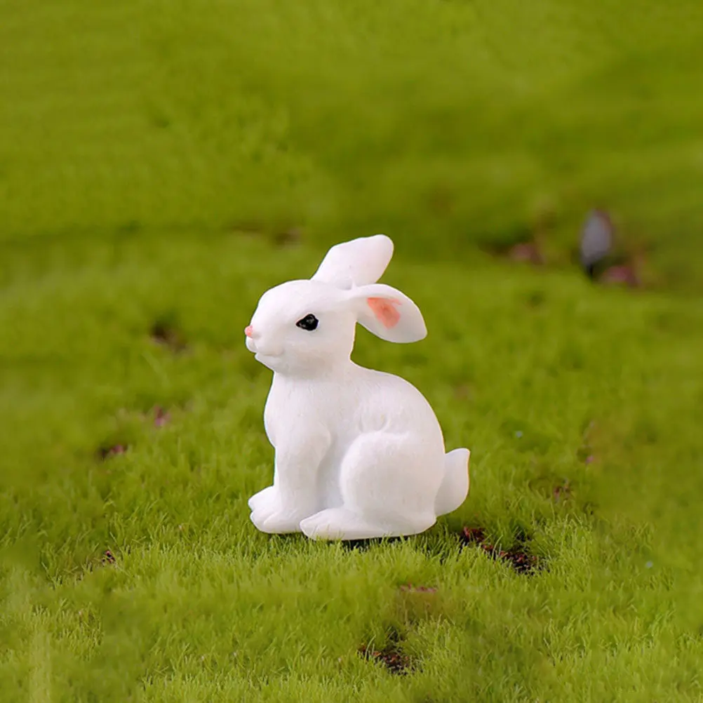 12Pcs Mini Resin Bunny Decor Lifelike Garden Ornament for Mini Landscape Bonsai Succulent Plant Home Decor Easter Rabbit Adorn