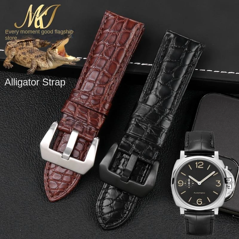 For Panerai 1940 crocodile leather strap PAM441 PAM111 AM01274 1135 1144 1313 large watch strap men watchband 22mm 24mm 26mm