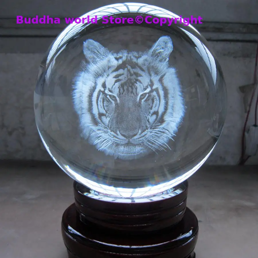 2025 HOME Store Crystal tiger Decoration mascot Good luck Recruit money 3D FENG SHUI Crystal ball protective talisman