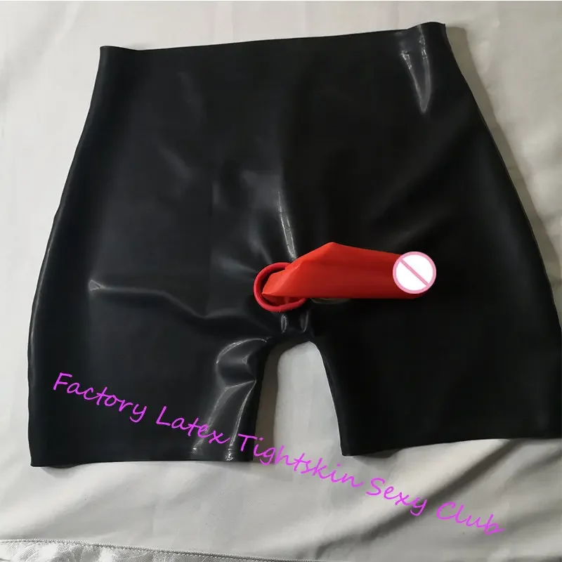 Latex Rubber Fetish Men Shorts with Front Zipper and Back Hole Underpants Handmade