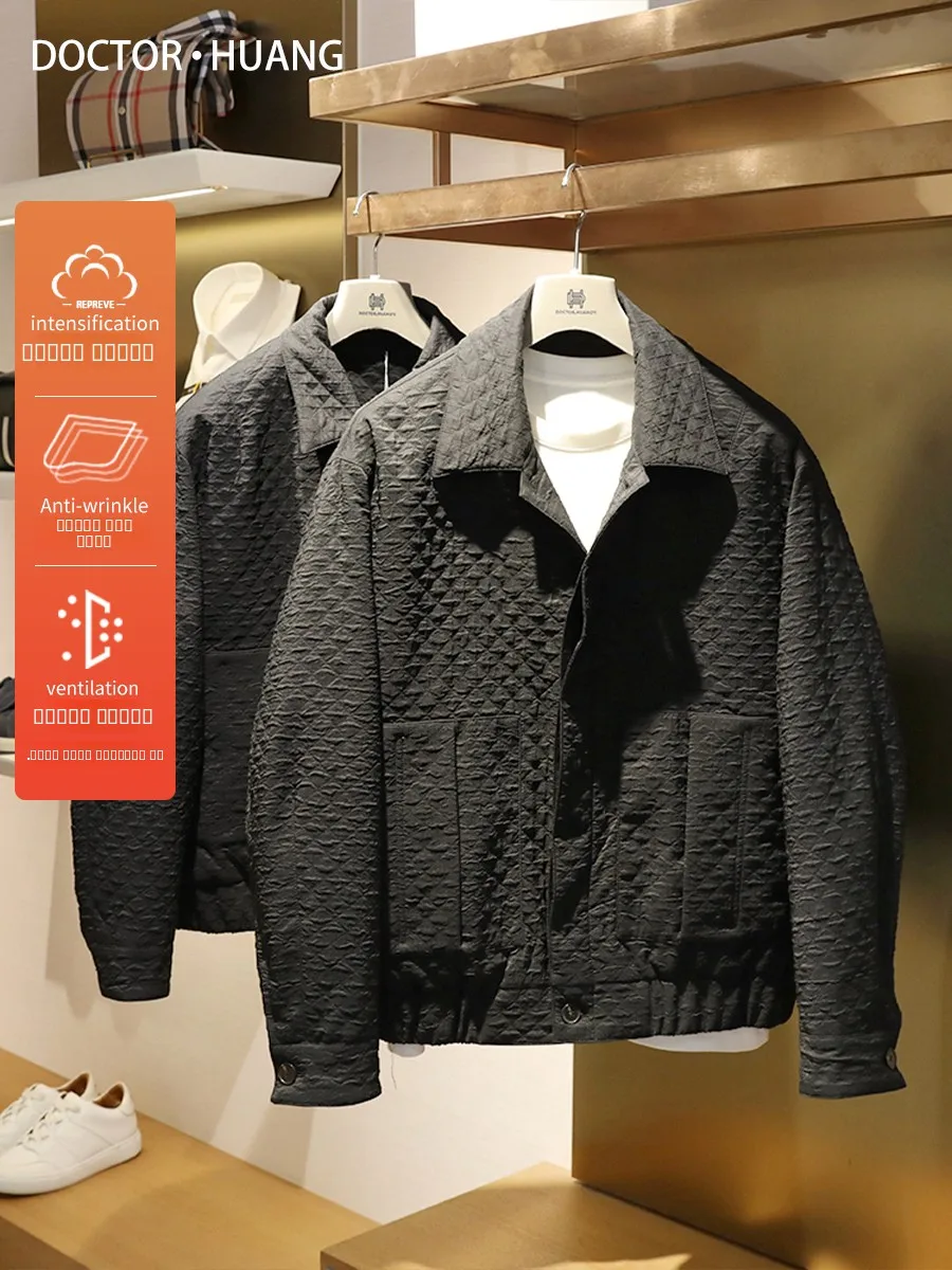 

Мужская легкая повседневная куртка из хлопка с жатой текстурой для активного отдыха, осень-зима 2024, новая модель, прочная, из полиэстера, модная