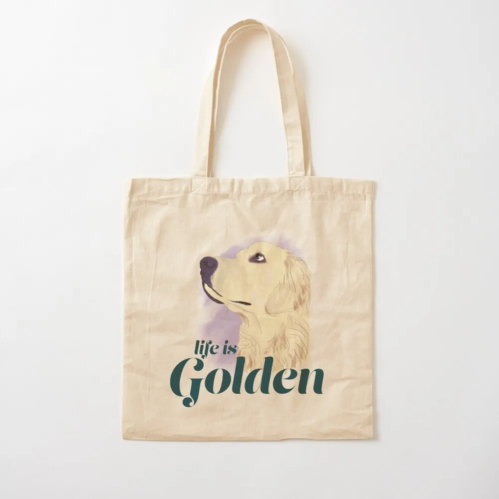 

Life is Golden Tote Bag Cloth bags hand bag ladies Handbags shopper bag women Canvas Tote