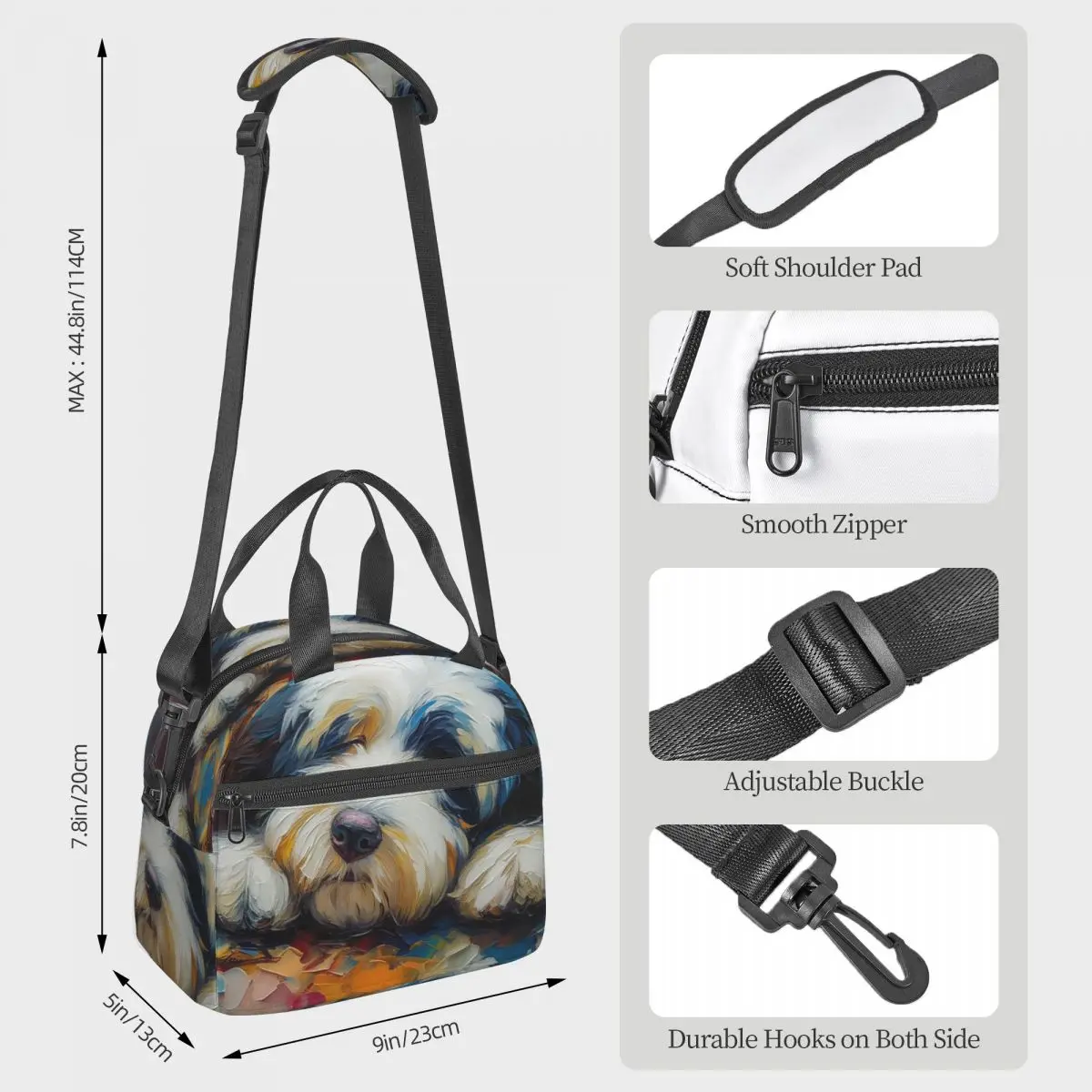 An Old English Sheepdog Charm Lunch Bags Insulated Bento Box Lunch Tote Resuable Picnic Bags Thermal Bag for Woman Children Work