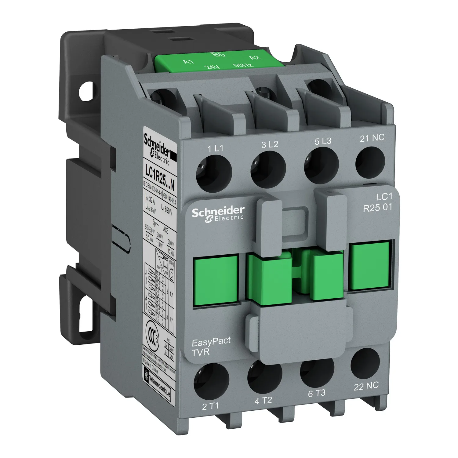 

Контактор LC1R2501M5N DH3 1NC 11KW 25A 220VAC 3P