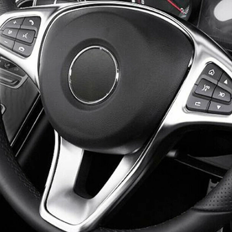 Car Steering Wheel Button Frame Decoration Cover Sticlers Trim For Mercedes Benz C Class W205 E Class W213 GLC X253