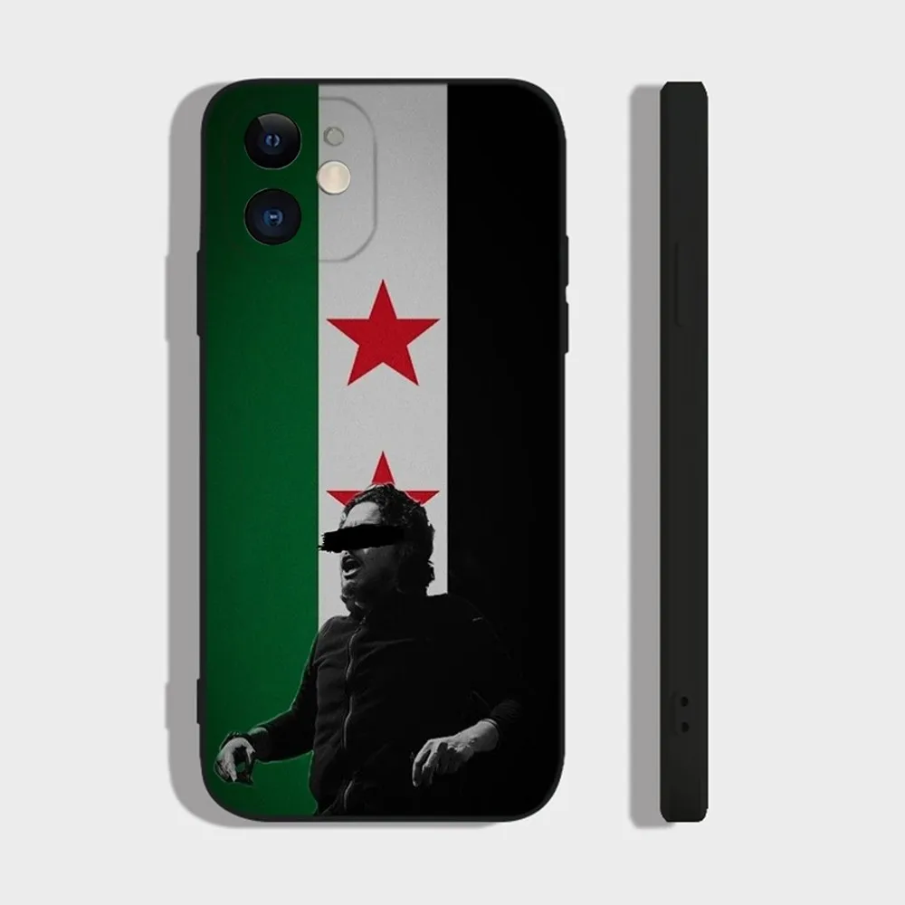 S-Syrian Revolution Flag Phone Case For iPhone 14,13,12 Mini 11 Pro XR,X,XS,MAX 6S,7,8 Plus Silicone Cover Soft black